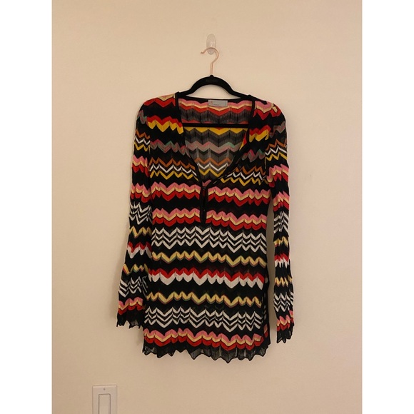 RARE! Missoni Chevron Black and Rainbow Cover Up - Picture 2 of 9